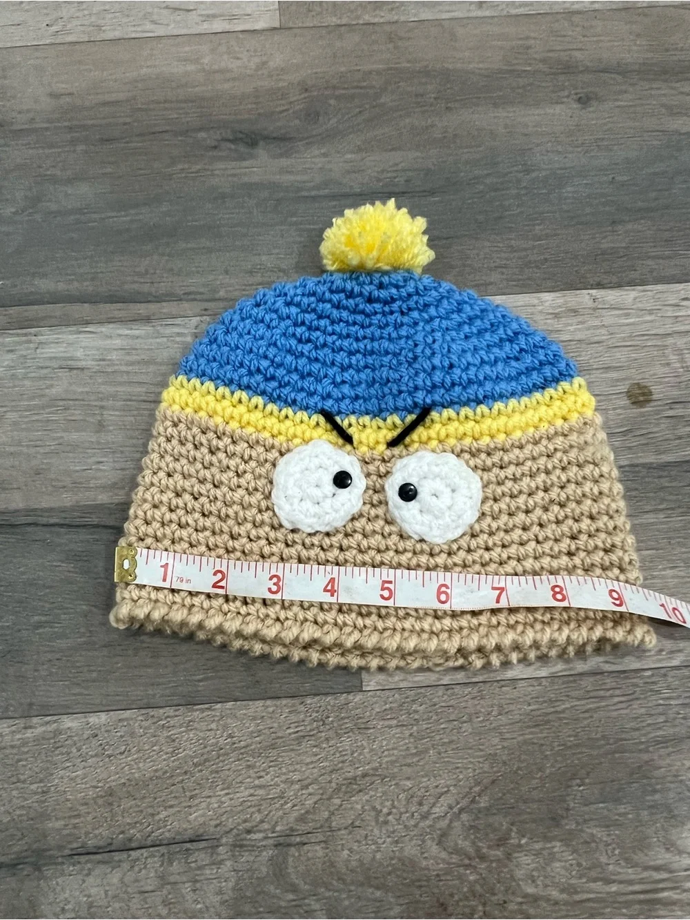 Handmade Kids Character Beanie Hat - Blue, Yellow, Tan